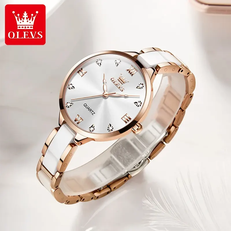 Olevs Most Luxurious White Dial Ladies Watch | 5872